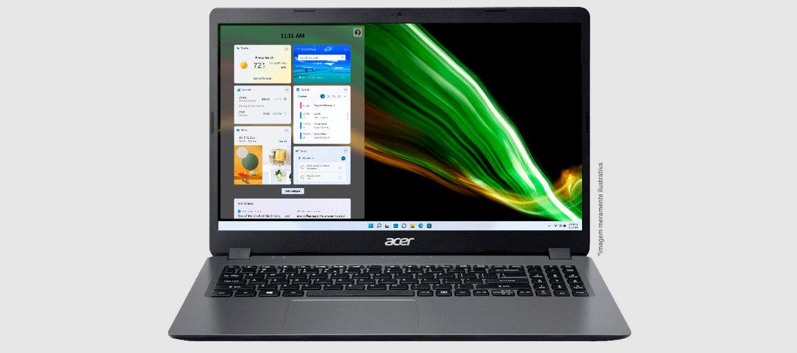 Notebook Acer Aspire 3 A315-56-33QA Processador Intel® Core™ i3-1005G1 8GB SSD 512GB Windows 11 15.6