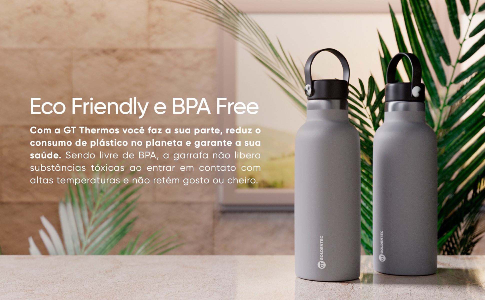 Garrafa Térmica GT Thermos Inox 500 ml para Bebidas Quentes ou Frias e Tampa com Alça - Cinza | GT