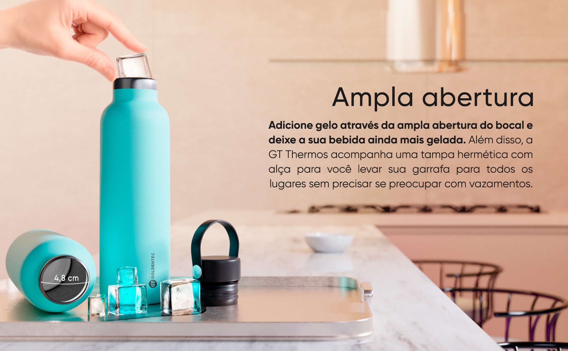 Garrafa Térmica GT Thermos Inox 750ml Preta - Ibyte