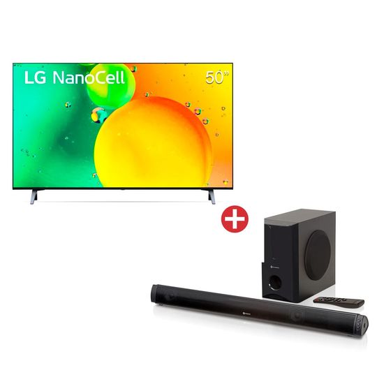 Kit-Smart-Tv-50--4K-NanoCell-LG-2022-ThinQAI-Smart-Magic-Google-Alexa---Soundbar-2.1-Canais-Bluetooth-180W-RMS-Subwoofer-USB-GT