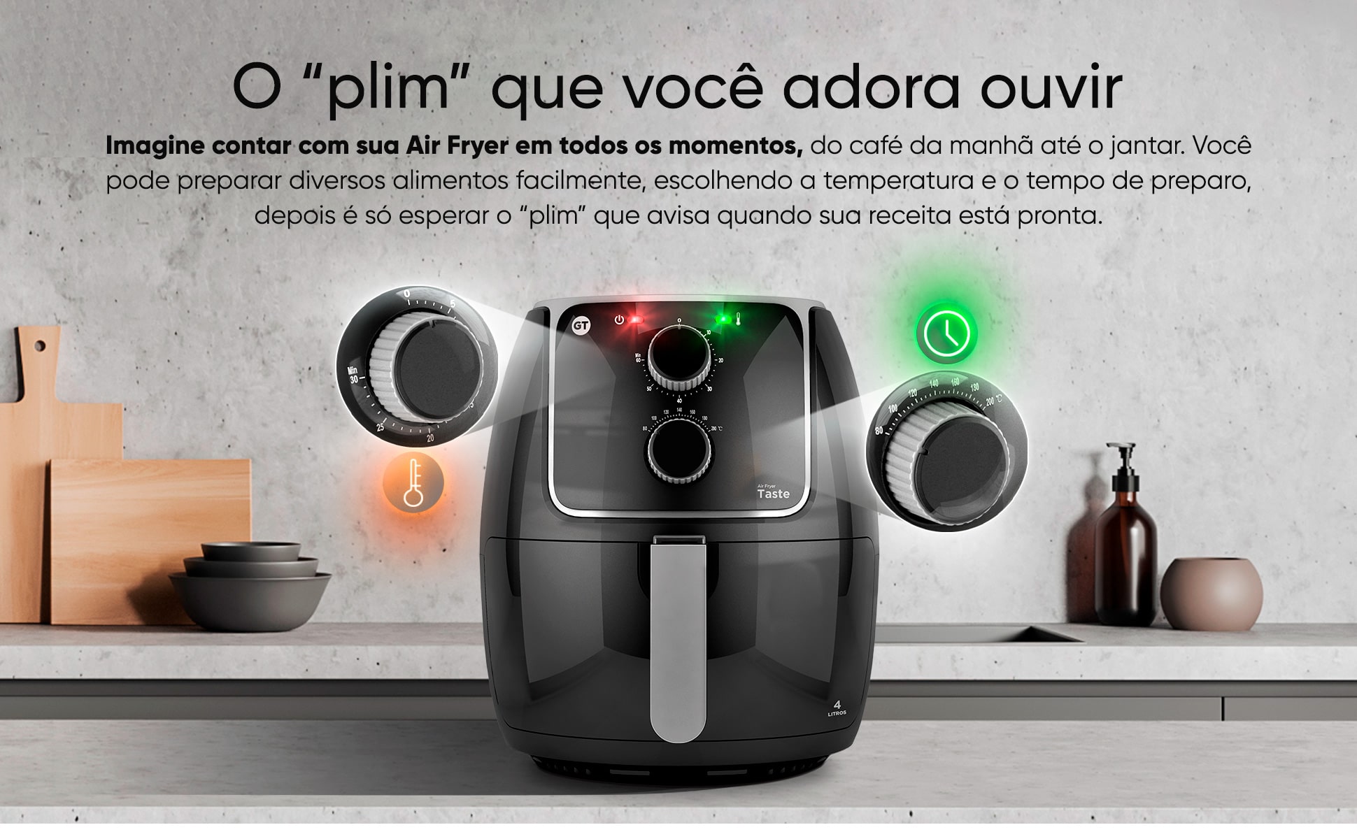 fritadeira Elétrica Air Fryer Sem Óleo Taste - 4l, 220v, 1400w | Gt