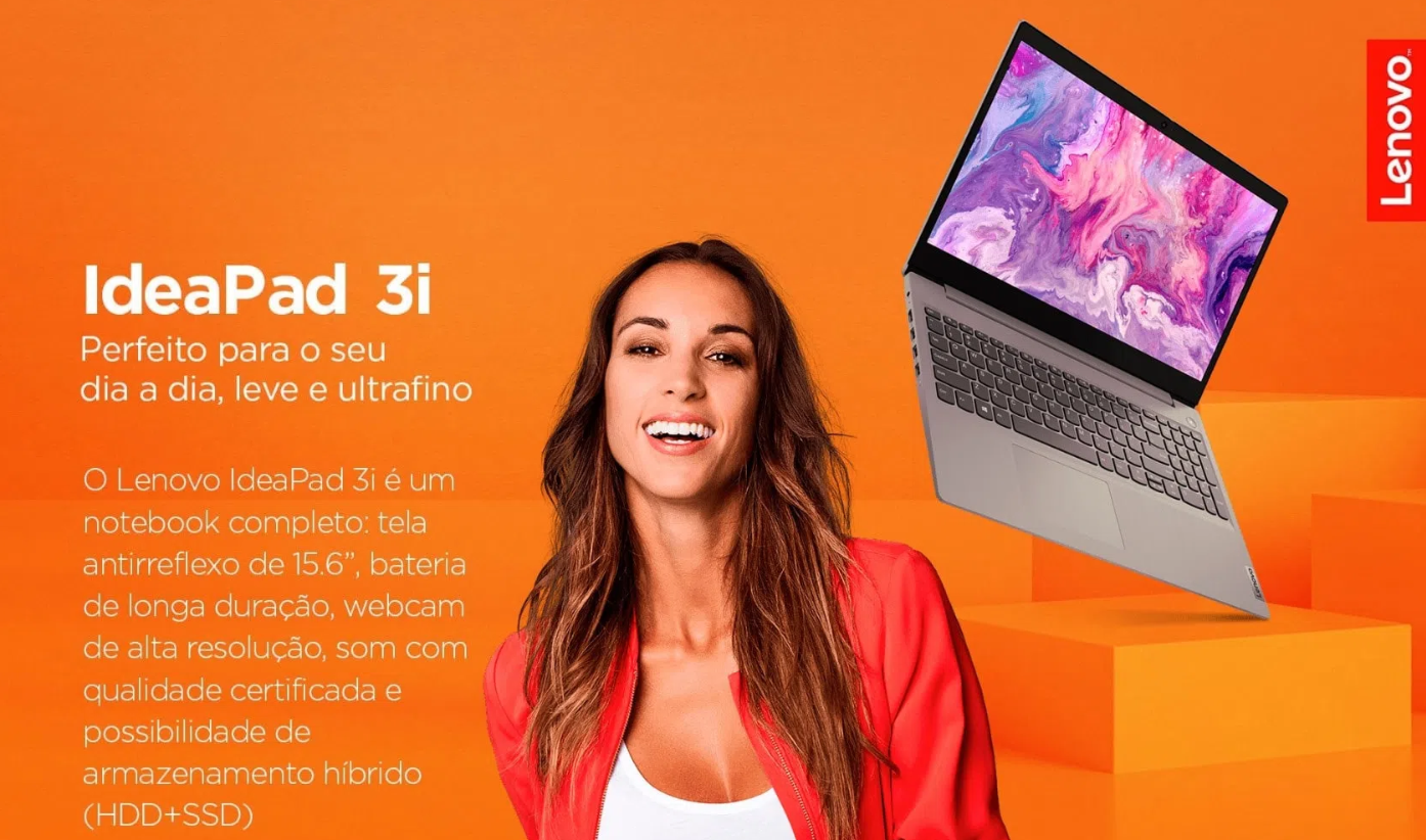 Notebook Ideapad 3i Dual Core 4GB 128GB SSD Tela 15.6” Windows 11 Lenovo