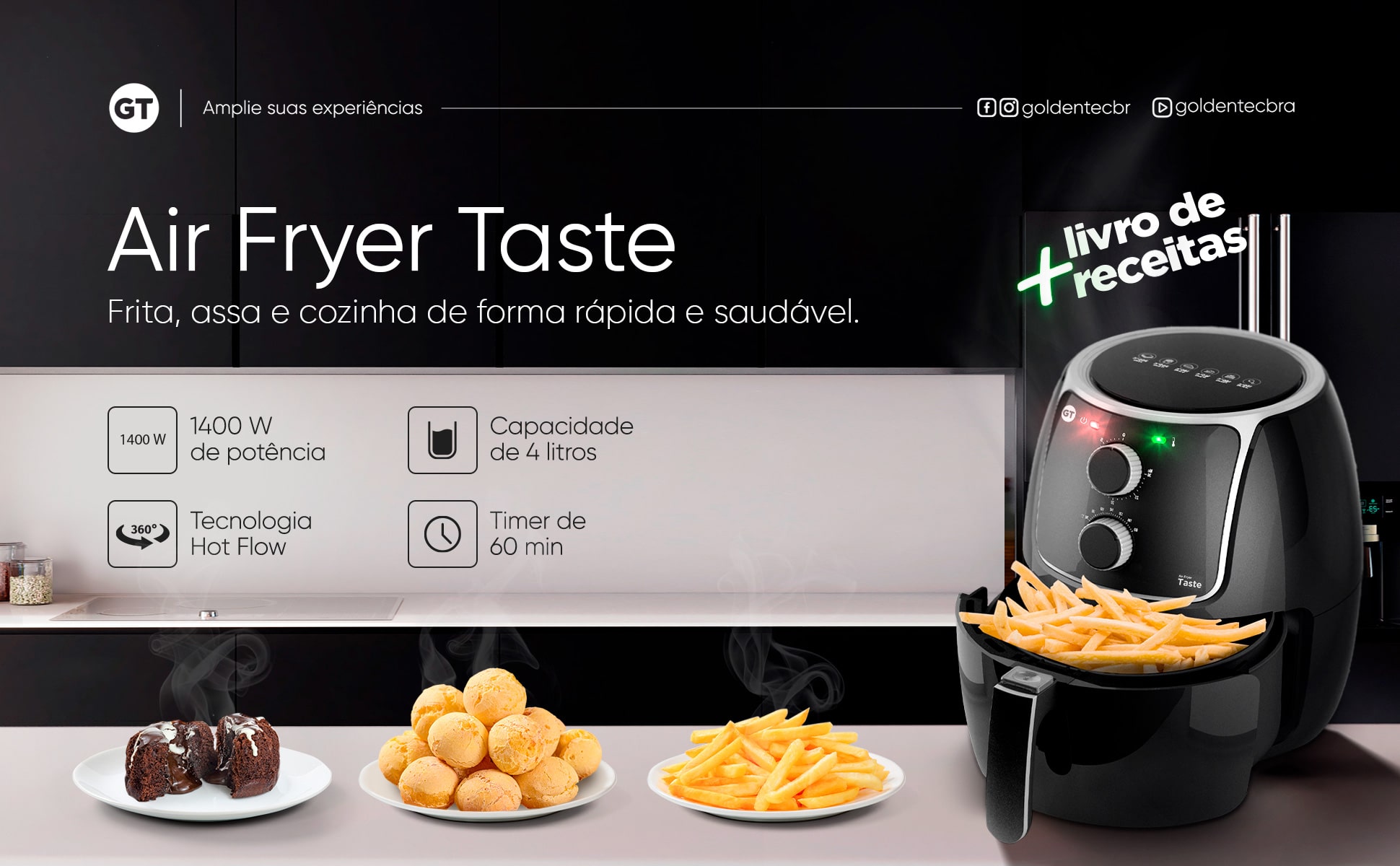 fritadeira Elétrica Air Fryer Sem Óleo Taste - 4l, 220v, 1400w | Gt