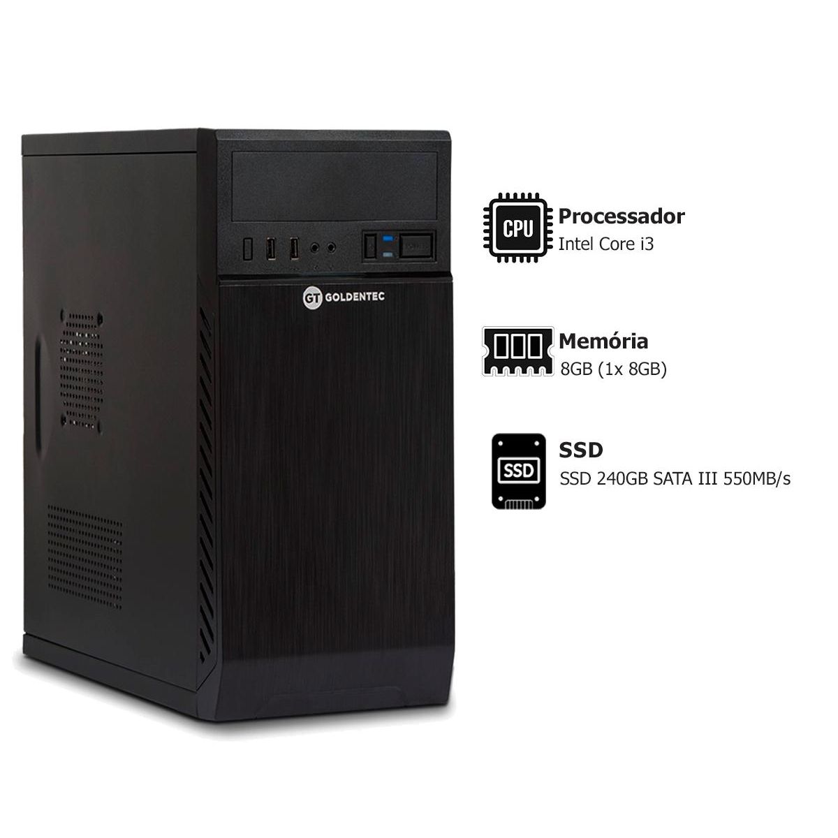 Computador Intel® Core™ i32120 3.3GHz 8GB SSD 240GB GT lojaibyte