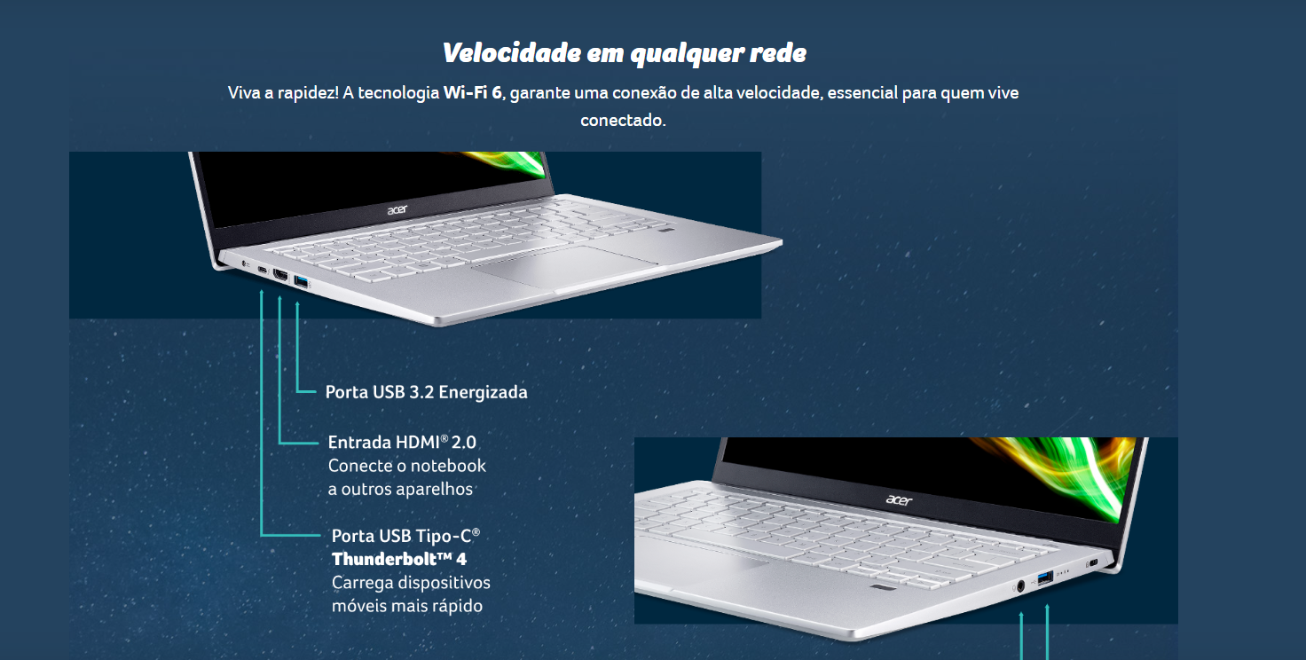 Notebook Acer Swift 3 58K4, 14 Full HD, Intel® Core™ i5-1135G7 EVO™ , 8GB 512GB SSD, Windows 11 - NX.KA9AL.001