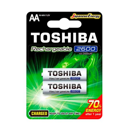 Pilha Recarregável Toshiba AA 2600mAH 1,2V 2 unidades - TNH6GAE