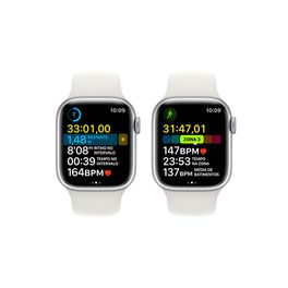 Apple-Watch-Series-8-GPS---Caixa-Prateada-de-aluminio-41mm---Pulseira-esportiva-Branca