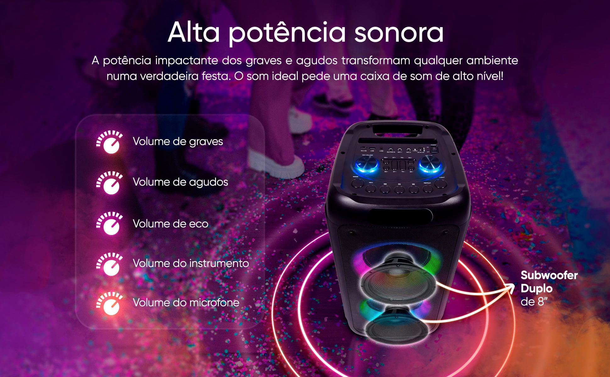caixa De Som Amplificada Gt Evoke 1000 Bluetooth Tws | Gt