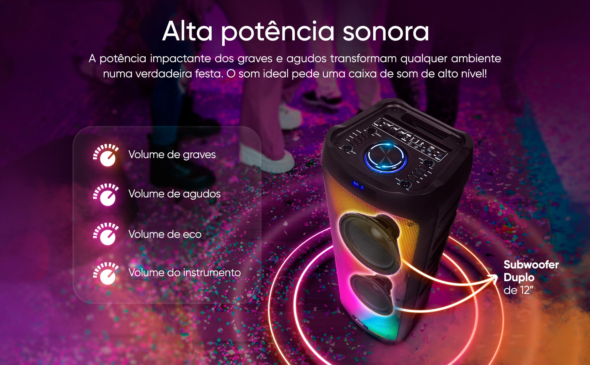 caixa De Som Amplificada Gt Evoke 2000 Bluetooth Tws | Gt