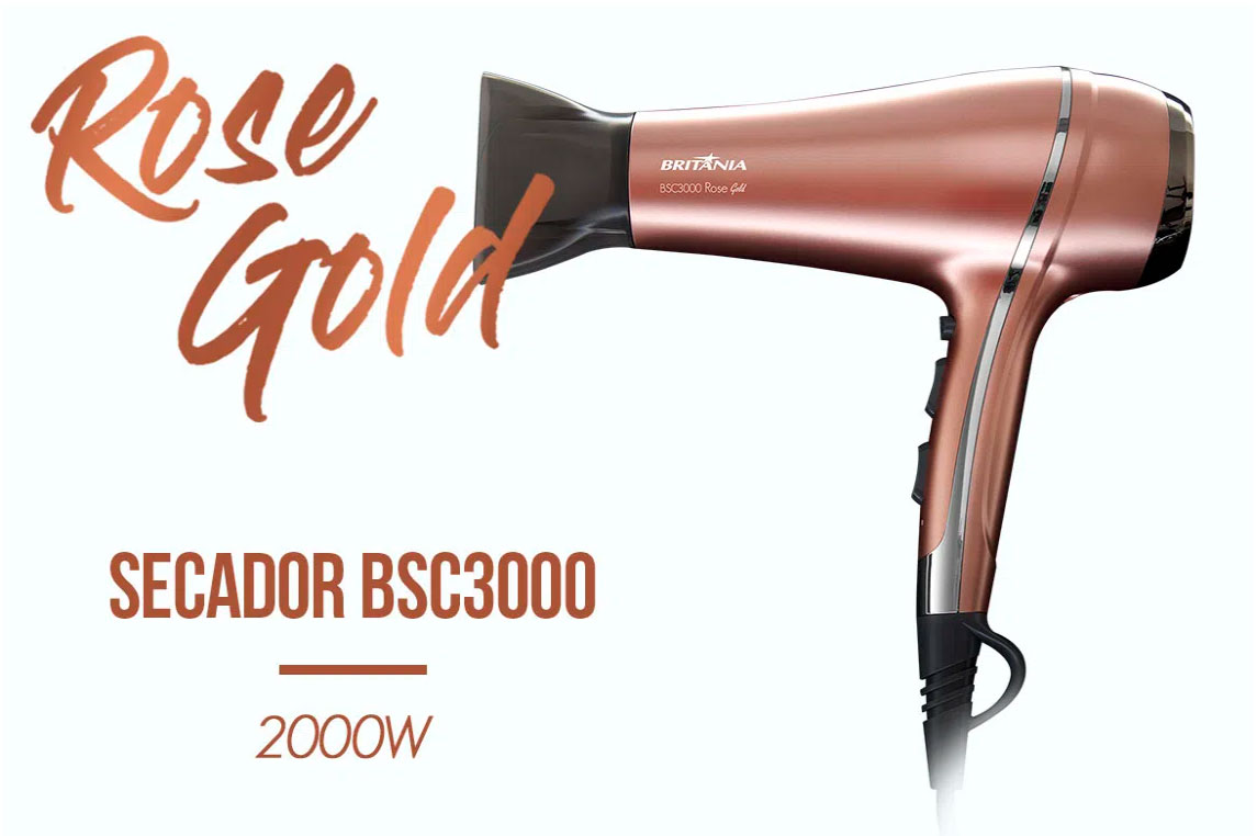 Secador de Cabelo Britânia BSC3000 Rose Gold 2000W