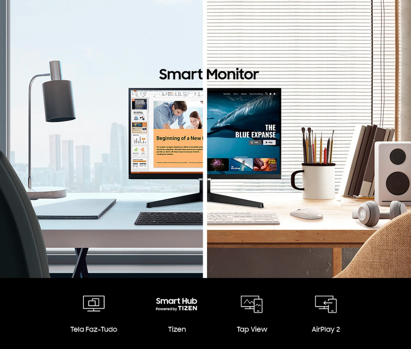 Monitor Smart FHD Samsung 24”, Plataforma Tizen™️, Tap View, HDMI, Bluetooth