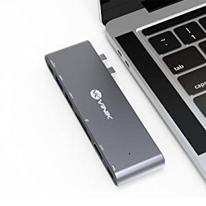 HUB USB Tipo C 7 em 2, 2 USB 3.0 + Leitor de Cartão SD TF + HDMI + Thunderbolt 3 + Power Delivery 100w HC-72 - Vinik