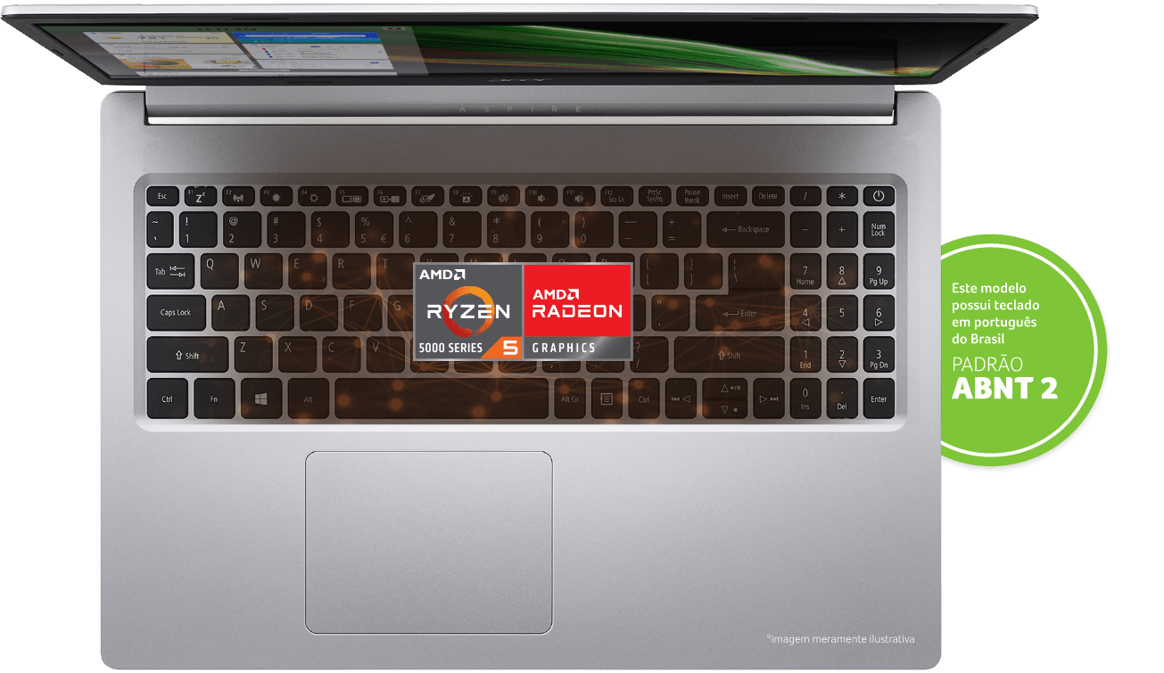 Notebook Acer Aspire 5 A515-45-R2A3, AMD Ryzen 5, Tela 15.6” Full HD, 8GB 512GB SSD, Windows 11, Prata - NX.AYDAL.008