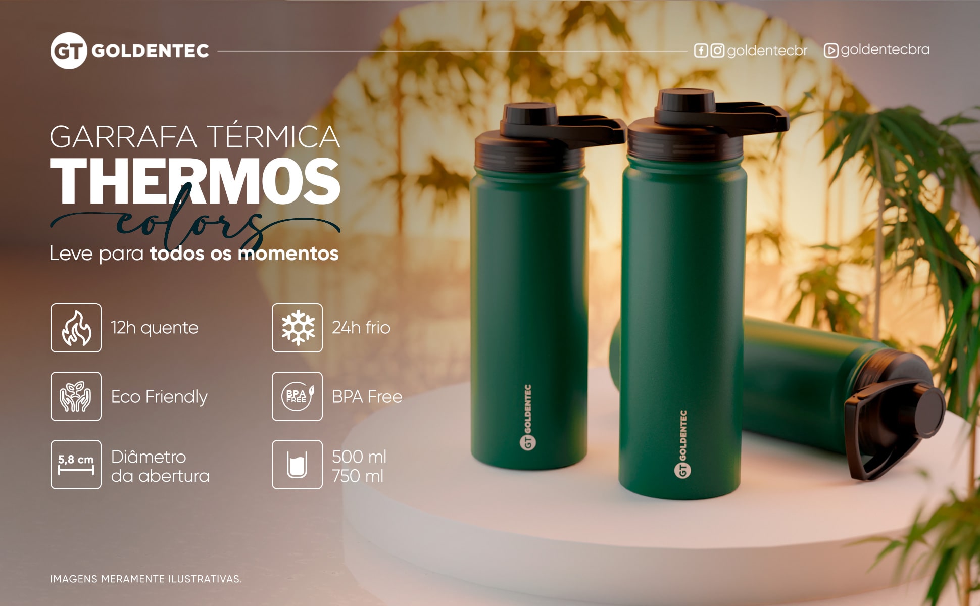 Garrafa Térmica Inox 500 ml para bebidas quentes ou frias com tampo com bico - Verde | GT
