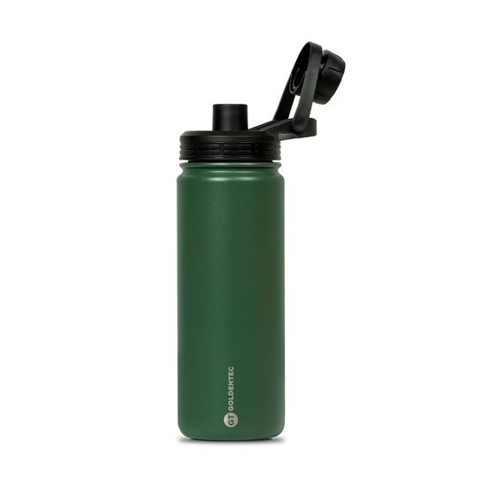 Garrafa Térmica Inox Goldentec 500ml com bico Verde/Preto para bebidas quentes ou frias