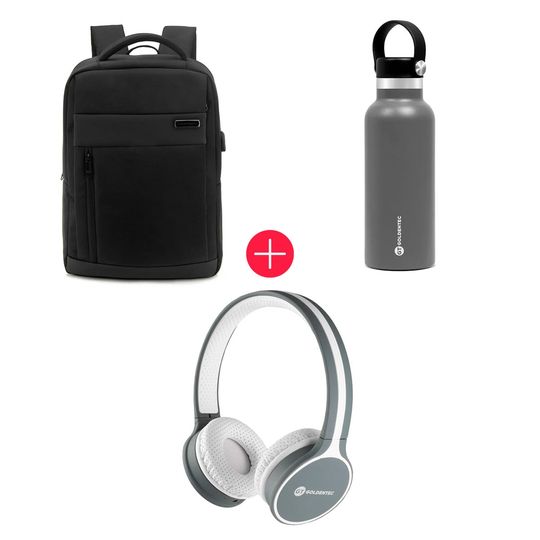 Kit-Mochila-para-Notebook-15.6--Essential-2-|-GT---Headphone-Bluetooth-H1-Silicone-Branco-|-GT---Garrafa-Termica-GT-Thermos-Inox-500ml-Cinza-|-GT