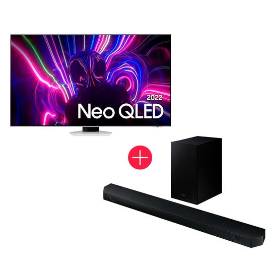 Kit-com-Smart-Tv-55--Samsung-Neo-QLED-4K-Mini-Led-Design-slim---QN85B---Soundbar-Samsung-HW-Q600B-3.1.2-canais-Bluetooth-Dolby-Atmos