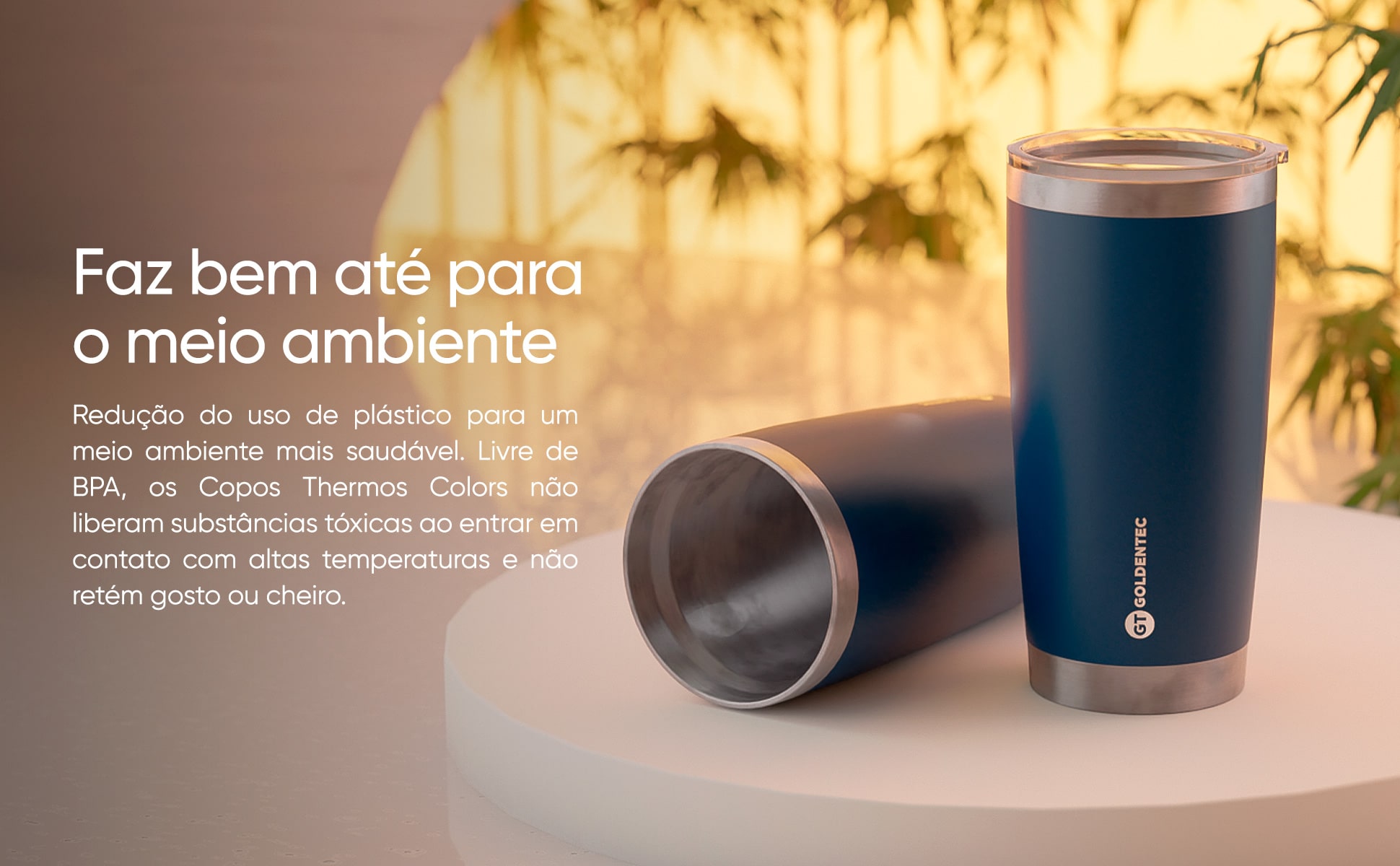 Copo Térmico Thermos Colors Inox 600 ml para bebidas quentes ou frias com tampa - Azul Marinho | GT