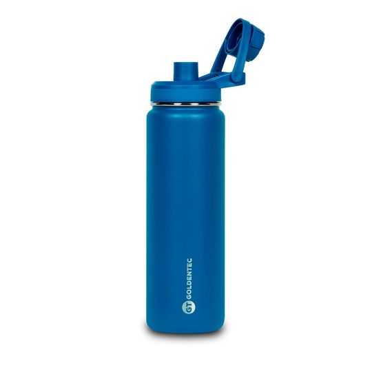 Garrafa Térmica Goldentec GT Colors Inox 750 ml para bebidas quentes ou frias com tampo com bico - Azul Escuro