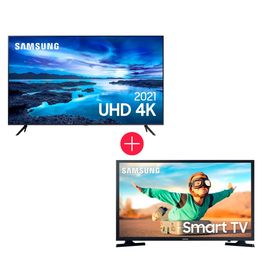 Kit-com-Smart-Tv-75--Samsung-UHD-4K-75AU7700-Processador-Crystal-4K---Smart-Tv-32--Samsung-LED-32T4300-HDMI-1-USB-HD-Wi-Fi