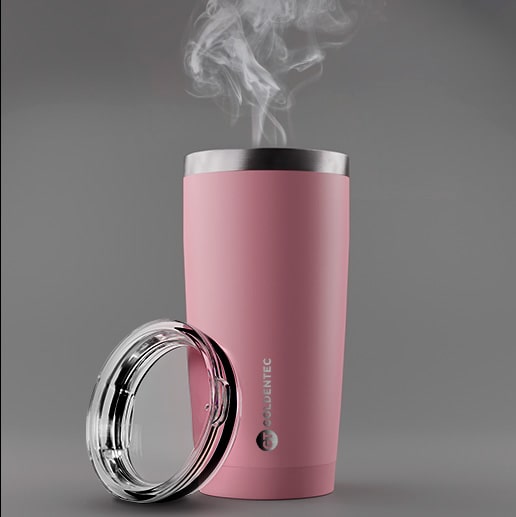 Copo Térmico Thermos Inox 600 ml para bebidas quentes ou frias com tampa - Rosa Queimado| GT