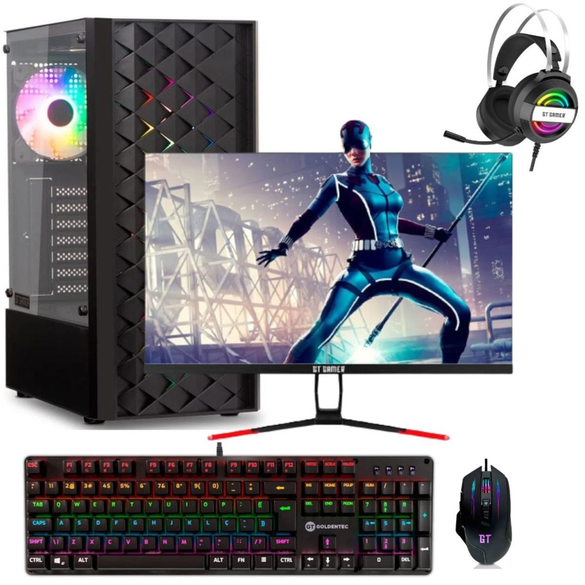 PC Gamer Completo com Monitor, Teclado, Mouse e Headset