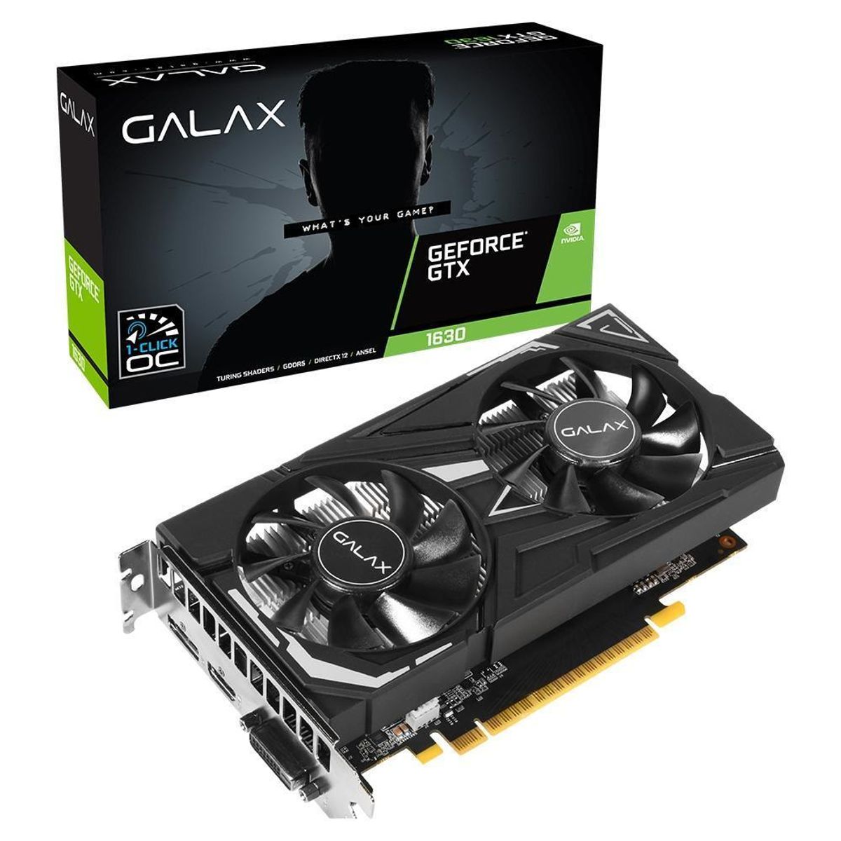Placa de Vídeo Galax NVIDIA, GeForce GTX 1630, 4GB DDR6, 64 Bits - 63NQL4HP66EX