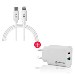 Kit Carregador de Parede Usb-C 20W + Cabo USB-C Lightning de 1M p/  IPhone/IPad - 1° Linha