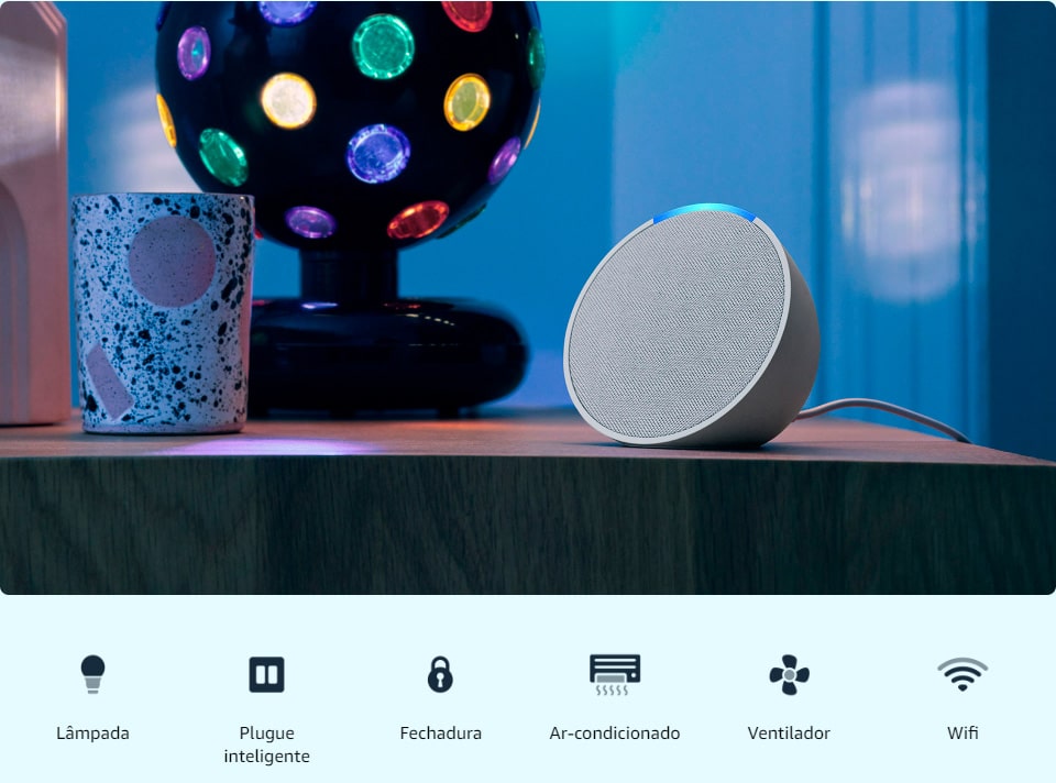 Amazon Echo Pop, Smart Speaker, com Alexa, Branco