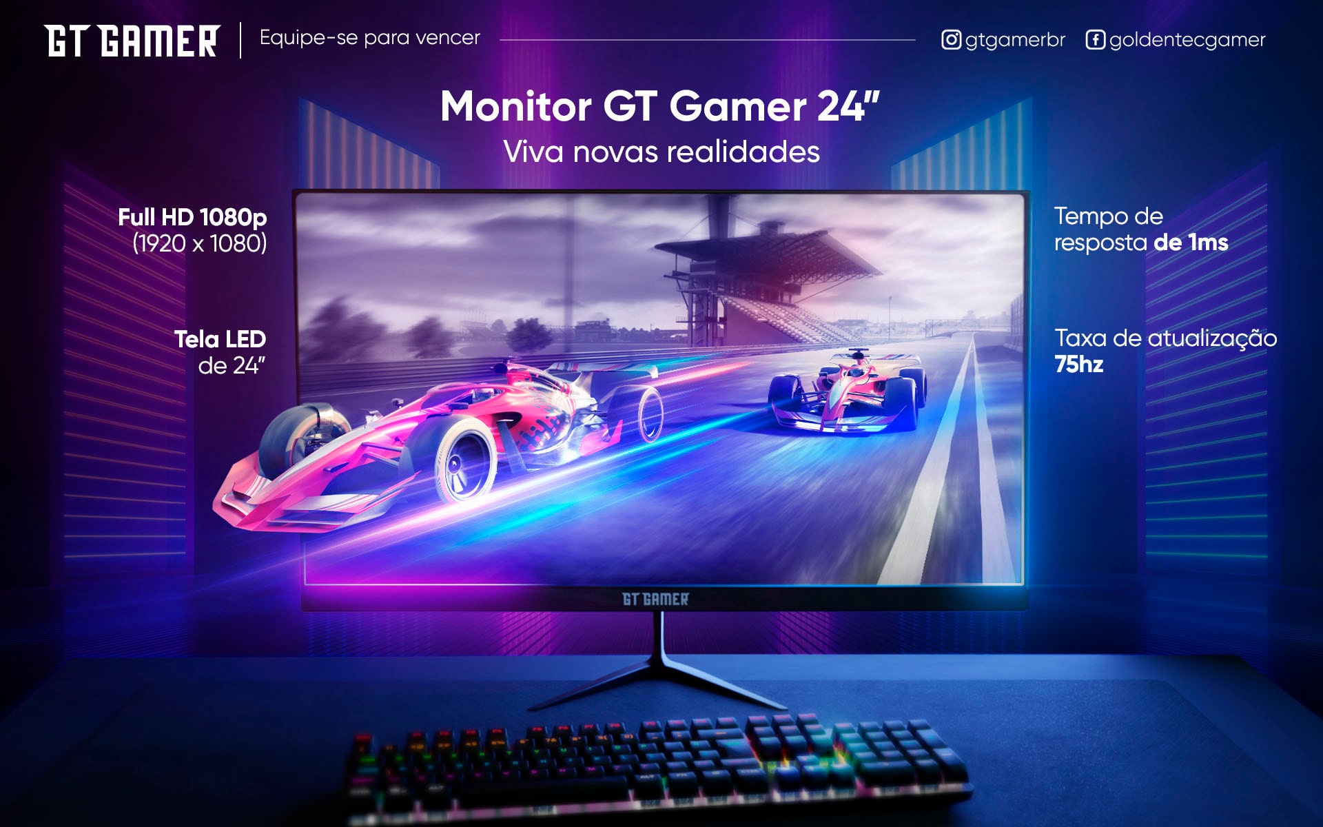 Monitor Gamer Goldentec 24 LED Full HD 75Hz 1ms | GT Gamer