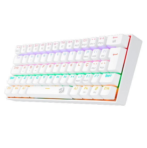 Teclado Gamer Mecânico Redragon Lakshmi Lunar White, Rainbow Switch Brown, ABNT2, Branco