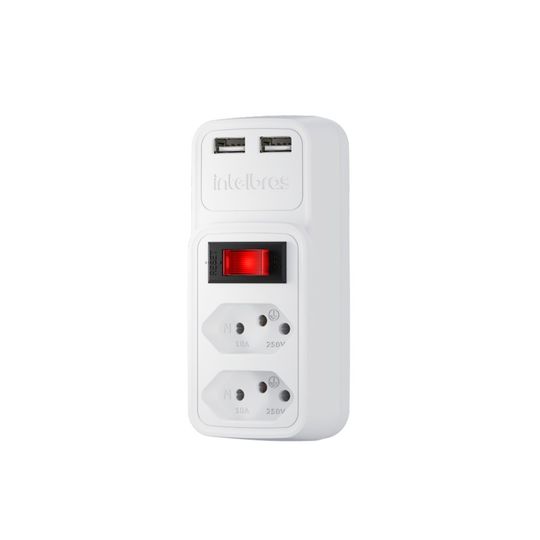 Adaptador Intelbras, Carregador de 2 Tomadas e 2 USB, Branco - EAC-202