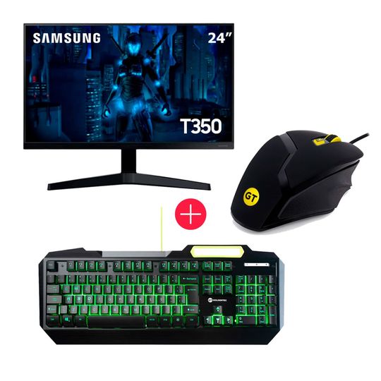 Monitor Gamer Samsung 24” FHD 75Hz Freesync T350 + Mouse Gamer 4000DPI Spectre LED RGB | GT + Teclado Gamer Legend LED | GT