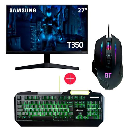 Monitor-Gamer-Samsung-27--FHD-75Hz-T350---Mouse-Gamer-12000-DPI-Space-LED-GT---Teclado-Gamer-Legend-LED-GT