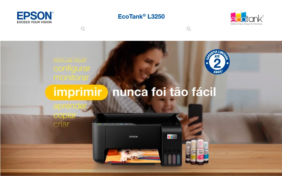 Impressora Multifuncional Epson Ecotank L3250, Colorida, Wi-Fi, Conexão USB, Bivolt - C11CJ67303