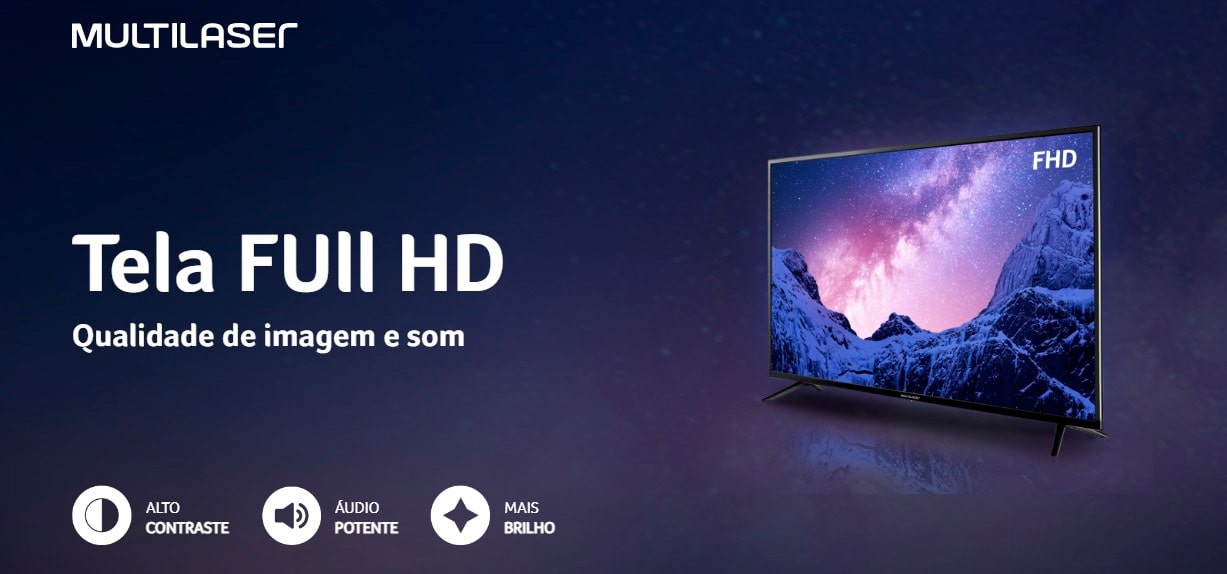 Smart TV 40 Multilaser DLED Full HD, Wi-Fi, Android, 3 HDMI 2 USB - TL045