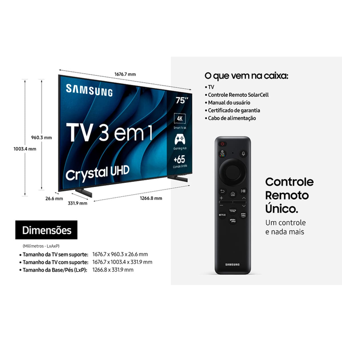 Samsung Smart TV 75 polegadas Crystal UHD 4K 75CU8000 2023 - lojaibyte