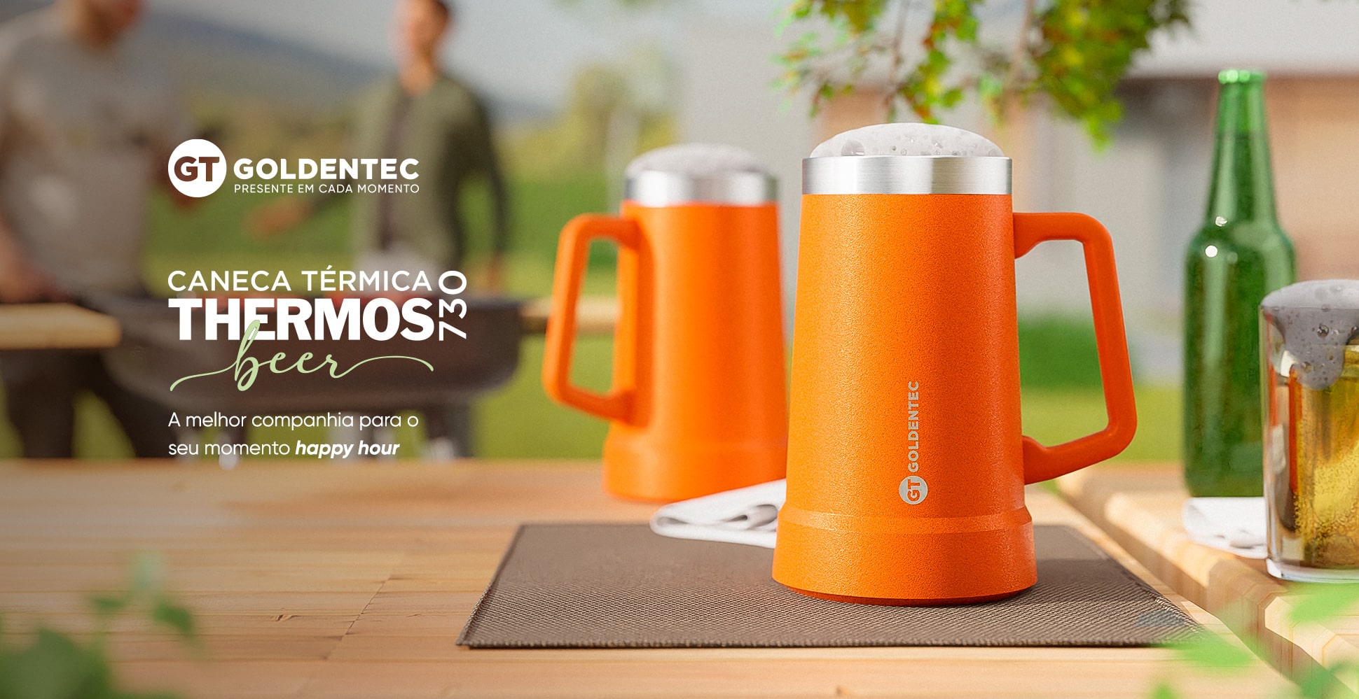 Caneca Térmica Goldentec Termic Beer 730ml Laranja