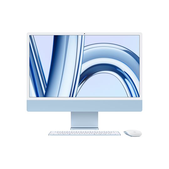 IMac Tela Retina 4.5K de 24 polegadas, Chip Apple M3 com CPU de 8 núcleos, GPU de 10 núcleos, Memória 8GB, Armazenamento de 512GB - Azul