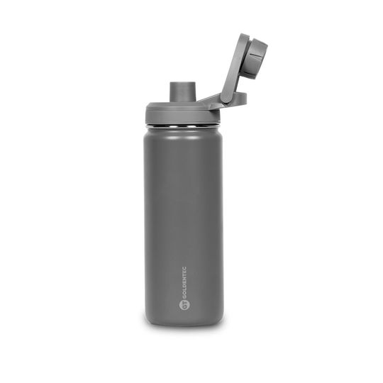 Garrafa Térmica Inox Goldentec 500ml Base emborrachada Cinza para bebidas quentes ou frias