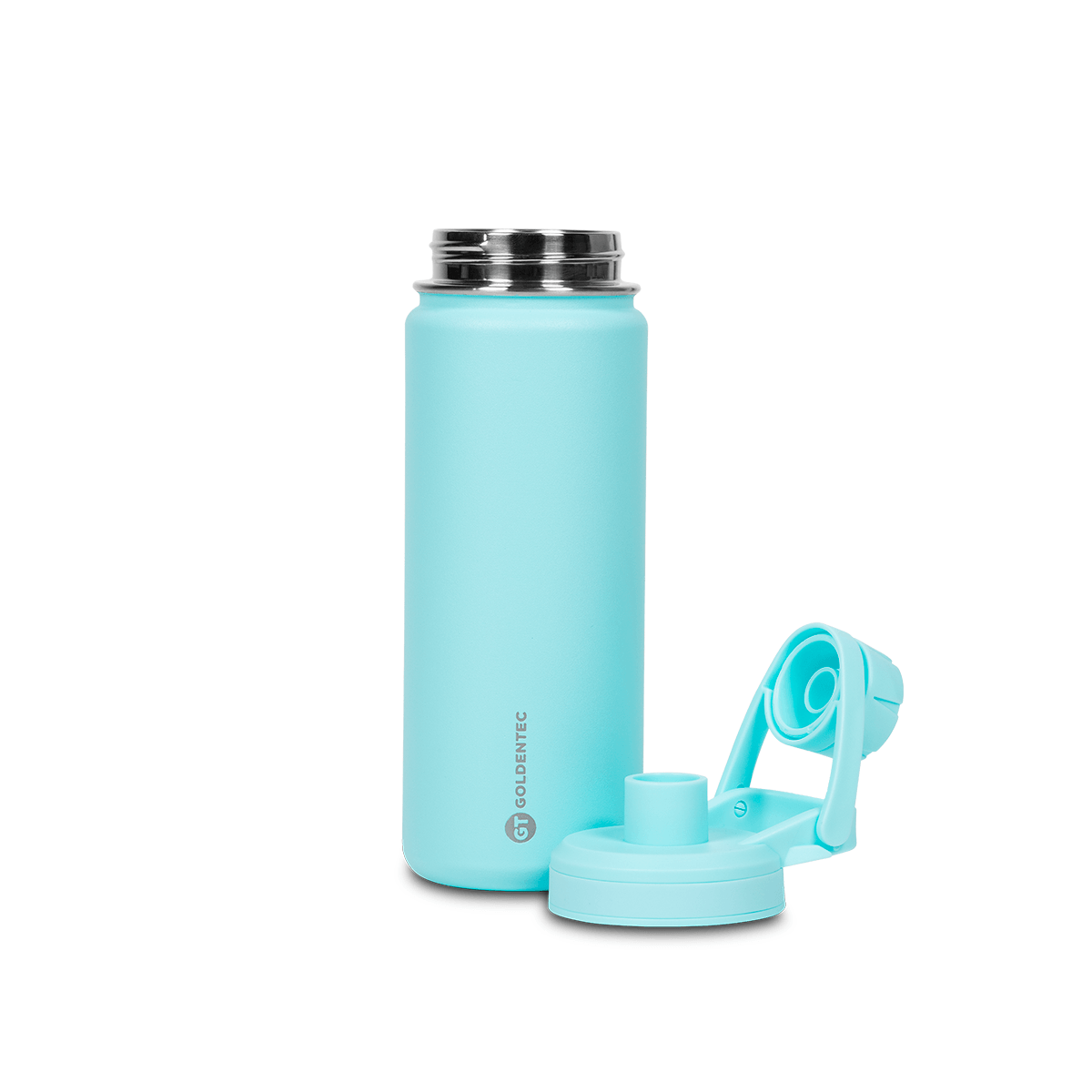 Garrafa Térmica Goldentec GT Colors Inox 500ml Azul Claro para bebidas quentes ou frias com tampa com bico e base emborrachada