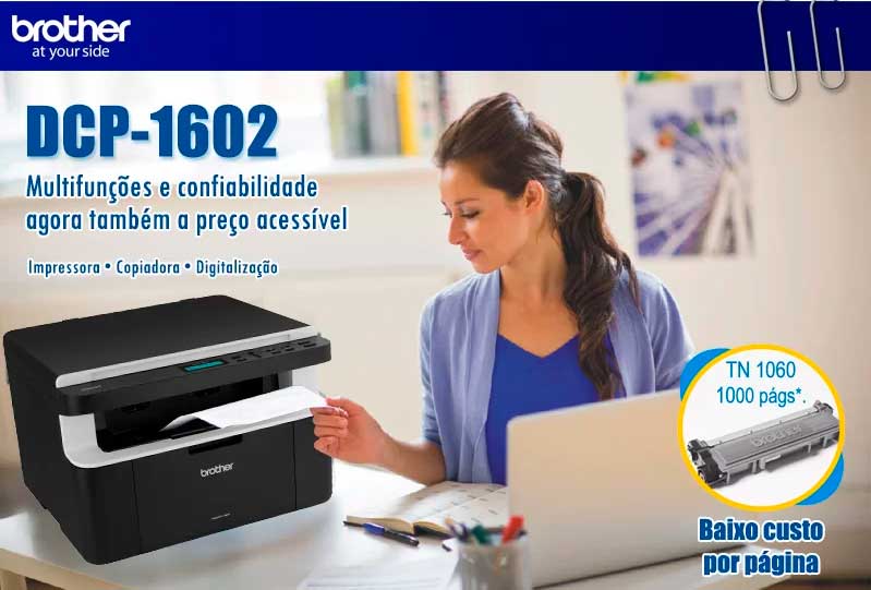 Impressora Multifuncional Brother Laser Mono 110V - DCP-1602