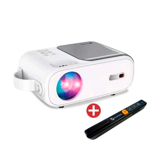 Kit com Projetor Multimídia Portátil Goldentec 3000 Lumens HD com HDMI, USB e AV + Apresentador de Slides Wireless GT5 com Laserpoint | Goldentec