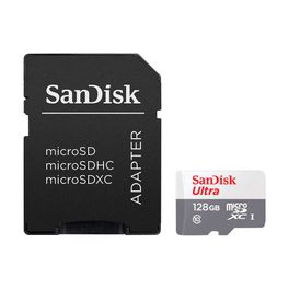 Cartao-de-Memoria-SanDisk-Ultra-MicroSD-UHS-I-128GB-com-Adaptador-100MB-s---C10---SDSQUNR-128G-GN3MA