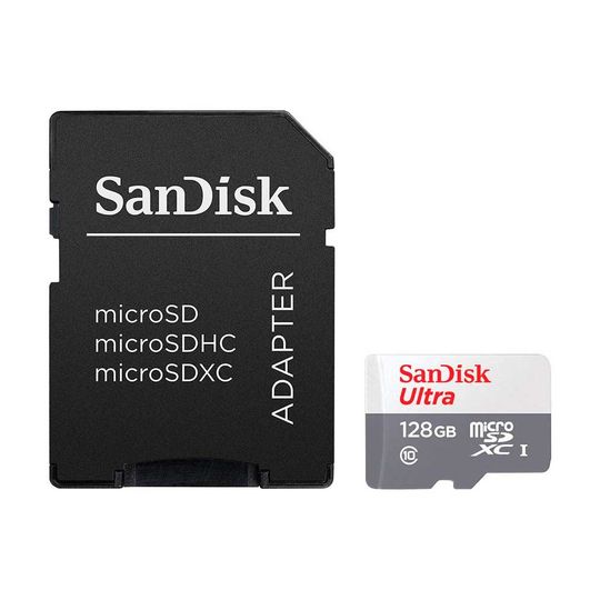 Cartão de Memória SanDisk Ultra MicroSD UHS-I, 128GB, com Adaptador 100MB/s - C10 - SDSQUNR-128G-GN3MA