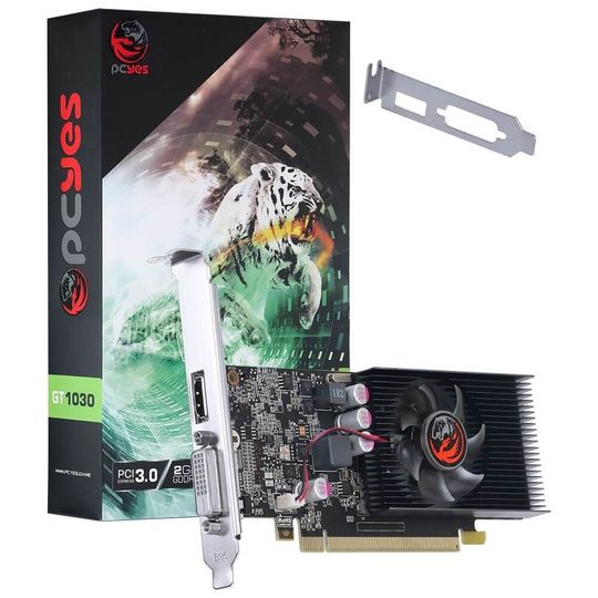 Placa De Video Gamer PCYes NVIDIA GeForce GT1030, 2GB GDDR5 64bit, Single Fan Low Profile - PA1030GTG5LP