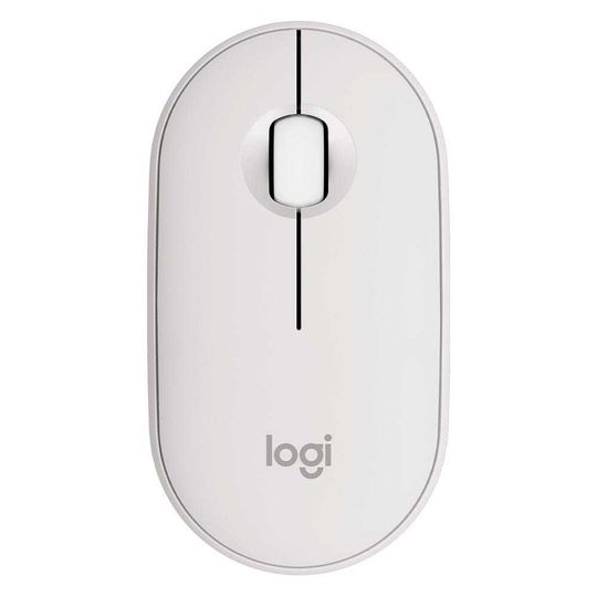 Mouse Sem Fio Logitech Pebble 2 M350s, USB Logi Bolt ou Bluetooth e Pilha Inclusa, com Clique Silencioso, Branco - 910-007047