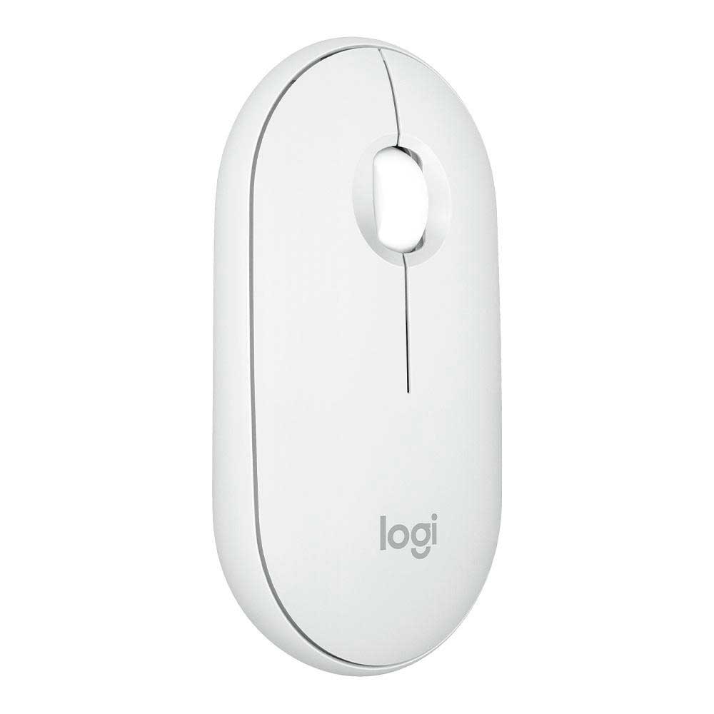Mouse Sem Fio Logitech Pebble 2 M350s, USB Logi Bolt ou Bluetooth e Pilha Inclusa, com Clique Silencioso, Branco - 910-007047