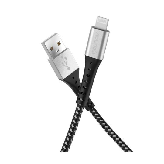 Cabo Lightning USB em Nylon Trançado Geonav C189, 1.2 metros, MFi, Preto