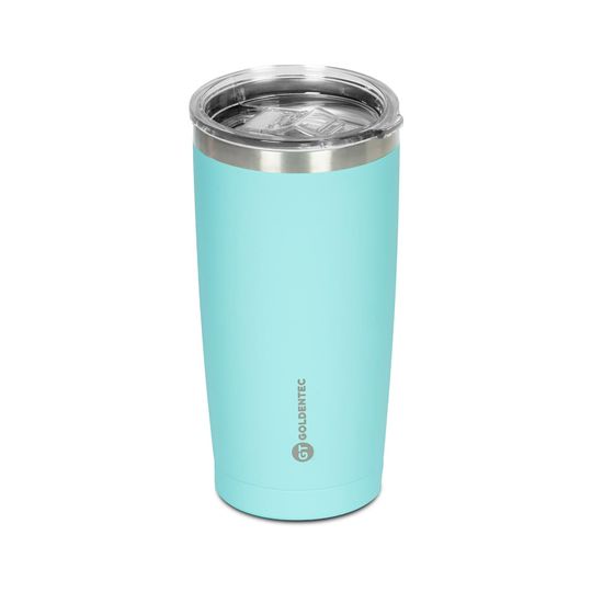 Copo Térmico Thermos Goldentec Inox 600ml com Tampa Azul Claro para bebidas quentes ou frias